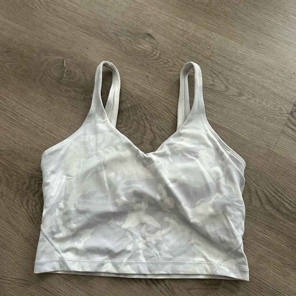 White Lulu lemon Camouflage Print Crop Top